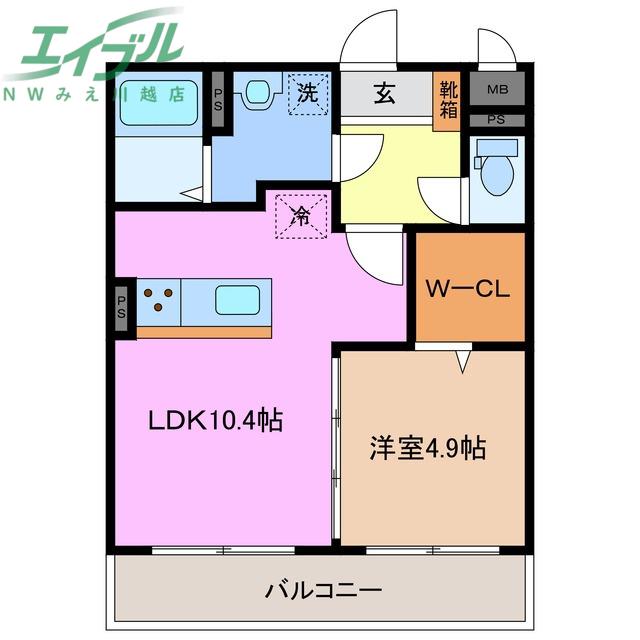 マリアロッソ富田(1LDK/3階)の間取り写真