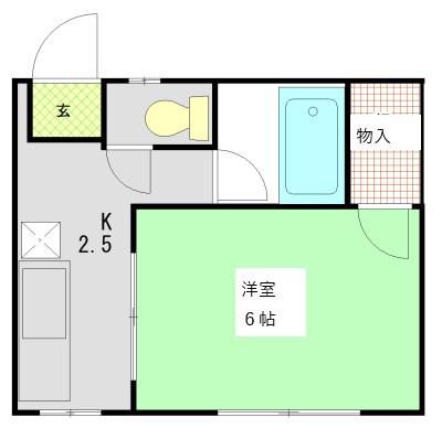 若林ハイツ(1K/1階)の間取り写真
