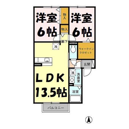 エトワール(2LDK/2階)の間取り写真