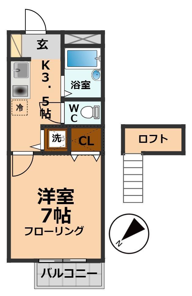 エスポワールM本館(1K/3階)の間取り写真