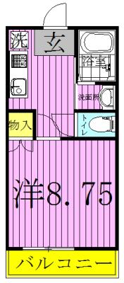 流山パークハイツ(1K/2階)の間取り写真