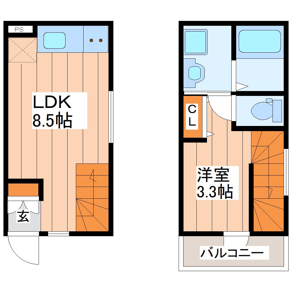 緑ヶ丘2丁目アパート(1LDK/1階)の間取り写真