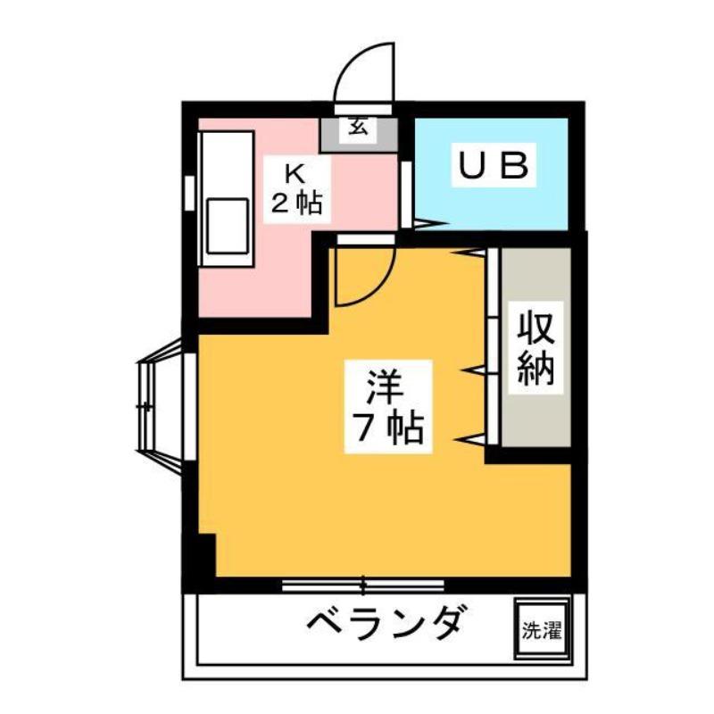ラッキーハウス 南棟(1K/2階)の間取り写真
