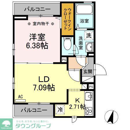 フォンテーヌ(1LDK/2階)の間取り写真