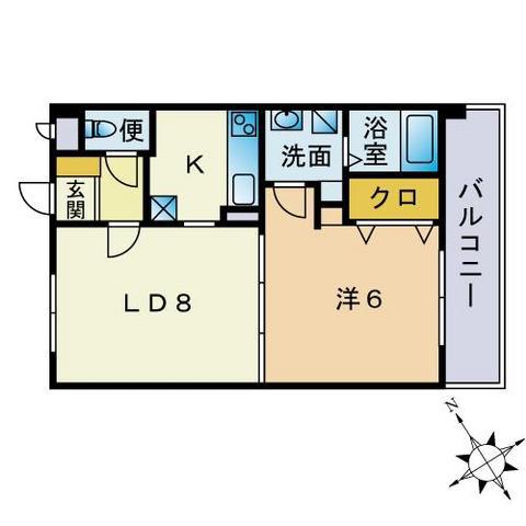 メルベージュ中央(1LDK/4階)の間取り写真