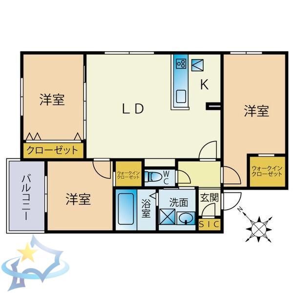 PORTE-BONHEURII(3LDK/3階)の間取り写真