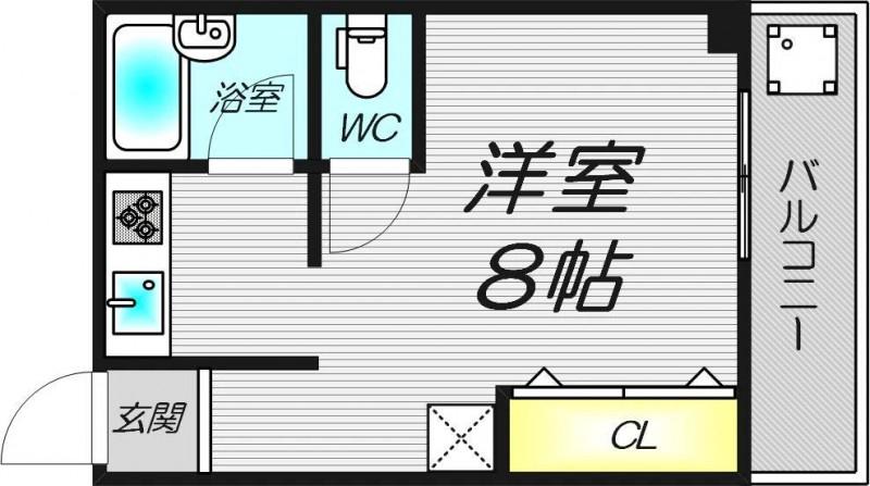 タイホウハイツ敷津2番館(ワンルーム/6階)の間取り写真