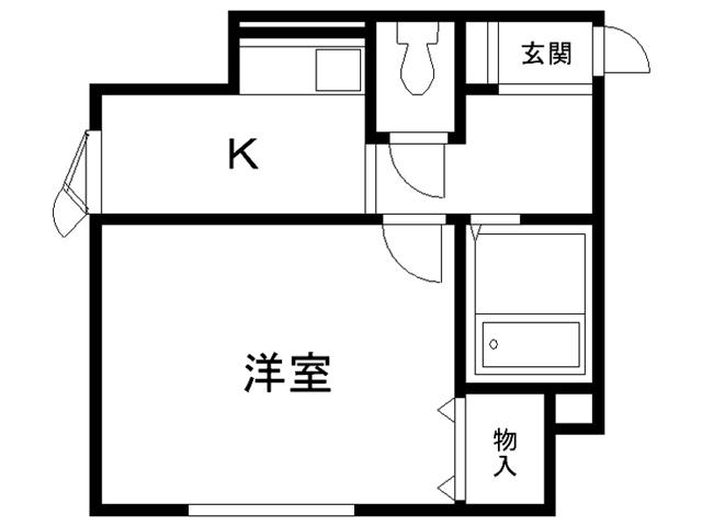 エストジオK(1K/1階)の間取り写真