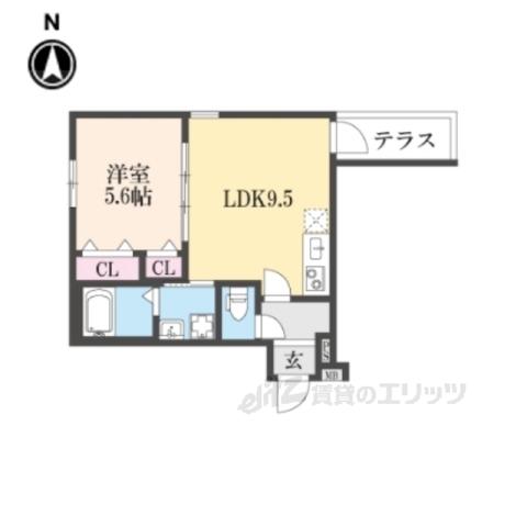 フジパレス瓜生堂Ⅱ番館(1LDK/1階)の間取り写真