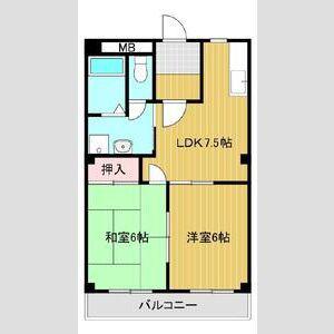 ロイヤルプレジオI(2DK/3階)の間取り写真