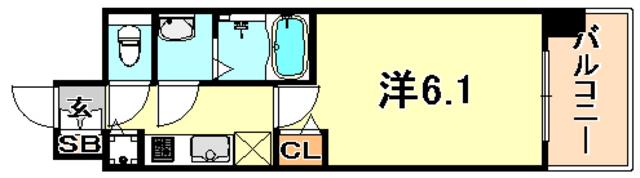 プレサンス神戸アモーレ(1K/6階)の間取り写真