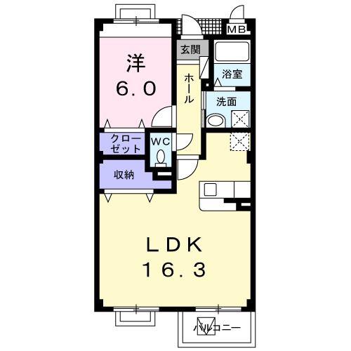 グランデーアM(1LDK/3階)の間取り写真