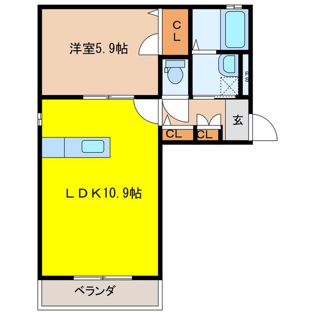ディアス小舟(1LDK/1階)の間取り写真