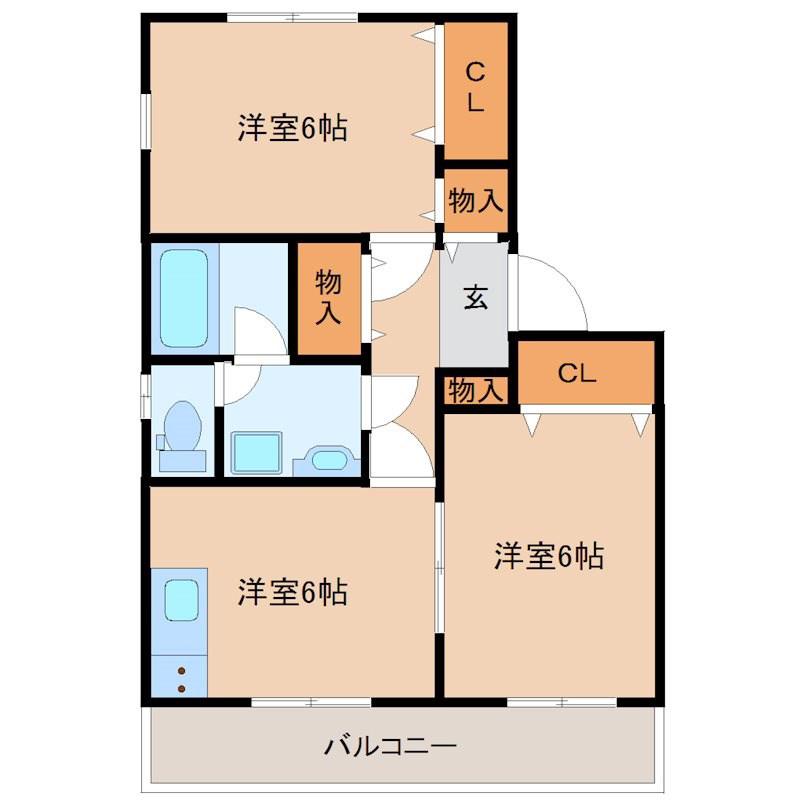 カトレアハイム(2DK/1階)の間取り写真