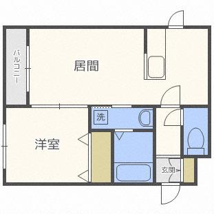 ポラリス元町(1LDK/1階)の間取り写真