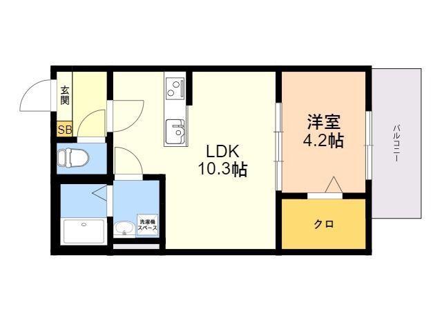 CRECIA前原駅前(1LDK/1階)の間取り写真