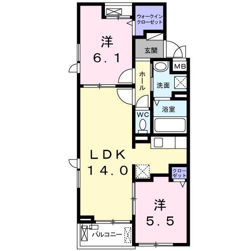 ディライト(2LDK/3階)の間取り写真