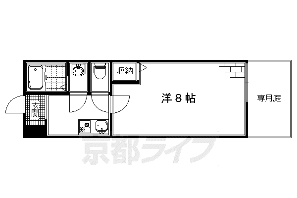 フラッティ龍大前(1K/1階)の間取り写真