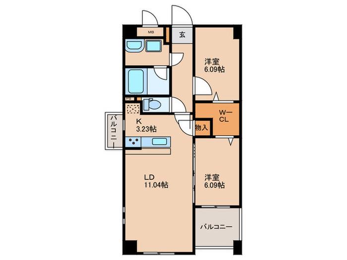 CASA DI STELLA(2LDK/5階)の間取り写真