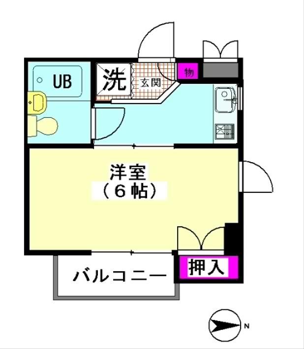 平松ハイツ(1K/3階)の間取り写真