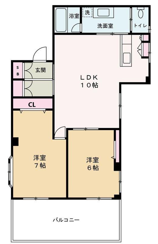 長江ビル(2LDK/4階)の間取り写真