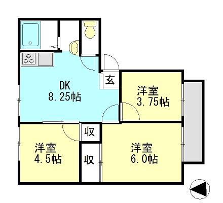 SUNCITY(3DK/2階)の間取り写真