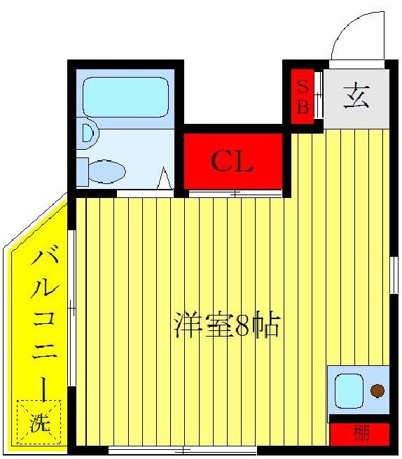アーバン関沢(ワンルーム/4階)の間取り写真