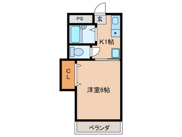 グランディール明石ウエスト(1K/2階)の間取り写真