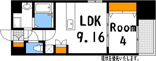 パークフラッツ土橋(1LDK/8階)の間取り写真