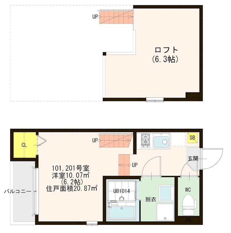 LA MAISON LISA(1K/2階)の間取り写真