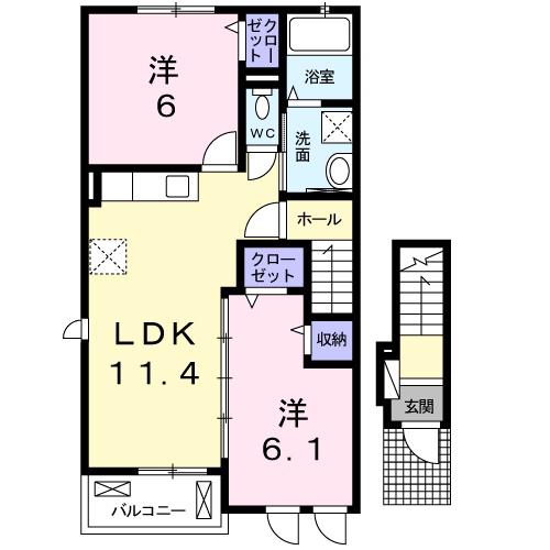 オリーブ(2LDK/2階)の間取り写真