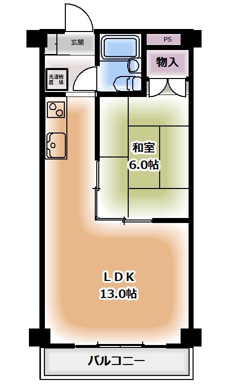 井出マンションA(1LDK/3階)の間取り写真
