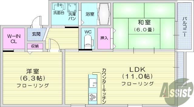 リーブ苦竹(2LDK/1階)の間取り写真
