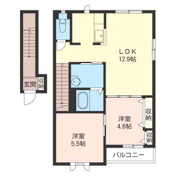 アドラブールA(2LDK/2階)の間取り写真