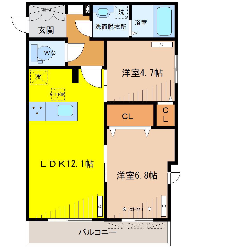 シャンプロフォンド(2LDK/1階)の間取り写真