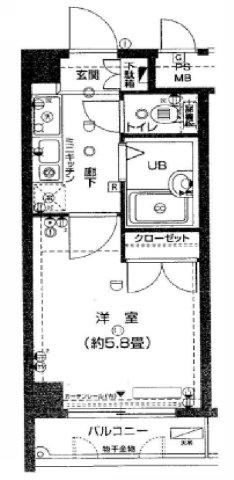ロイヤルアメニティー南馬込(1K/4階)の間取り写真