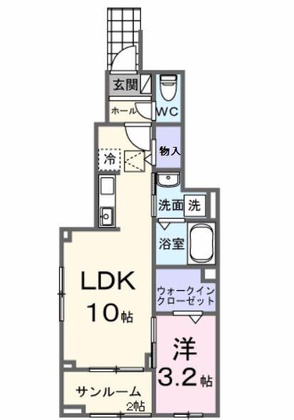 出花1丁目アパート(1LDK/1階)の間取り写真