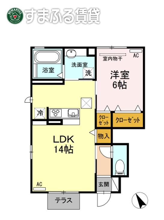 ブリーゼII(1LDK/1階)の間取り写真