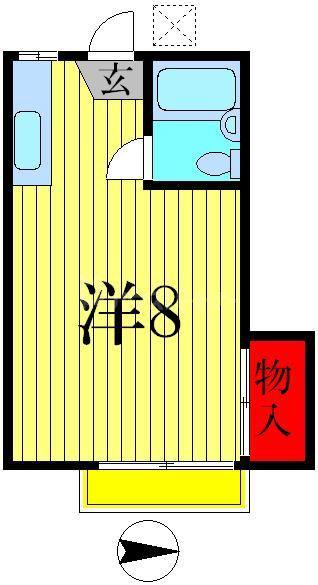 プリティ白亜(ワンルーム/2階)の間取り写真