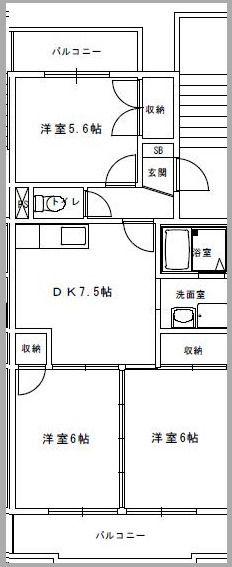 柴崎台ビューハイツ(3DK/1階)の間取り写真