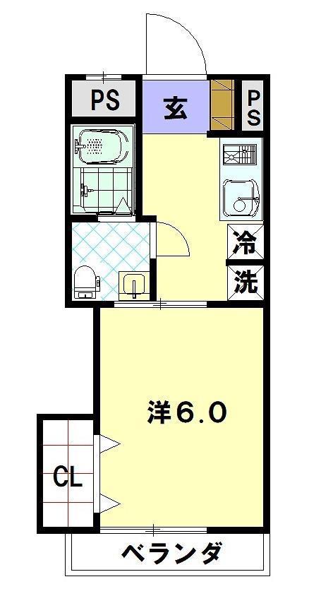 コーポ小笹(1K/2階)の間取り写真