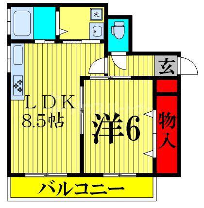 タイガーロイヤルコーポA(1LDK/1階)の間取り写真