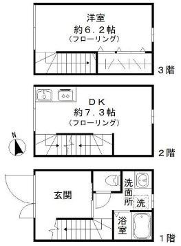 クロススクエア西大井(1DK/1階)の間取り写真