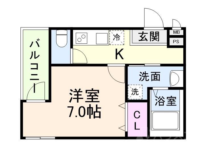 フジパレス西加賀屋サウス(1K/2階)の間取り写真