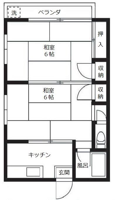 第2清孝荘(2K/1階)の間取り写真
