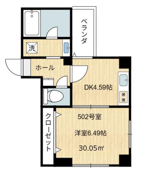 シャンテ業平橋(1DK/5階)の間取り写真