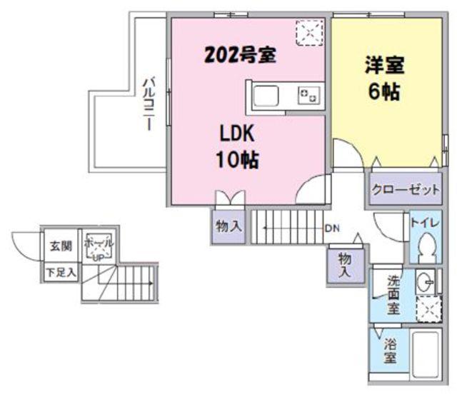 ラ・メゾン・ド・セレニテ(1LDK/2階)の間取り写真