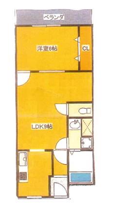 宝コーポ(1LDK/3階)の間取り写真