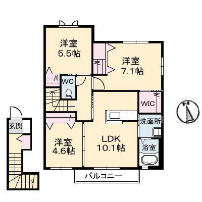 FEERIQUE A棟(3LDK/2階)の間取り写真