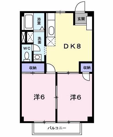 ファミールハイム(2DK/2階)の間取り写真